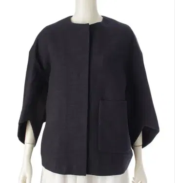 드로어 코튼 트위드 노카라 자켓 코트