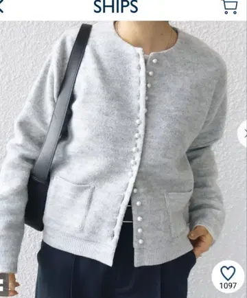 ships 미사용 새상품 펄 모티브 버튼 쟈칼 가디건
