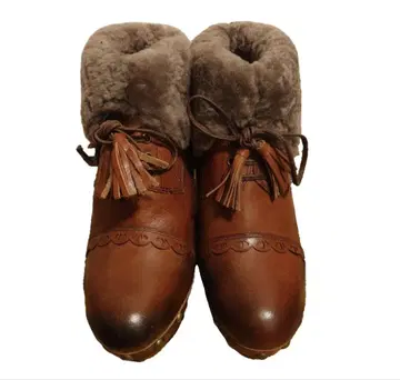 안나 수이 브라운 가죽 퍼 부츠