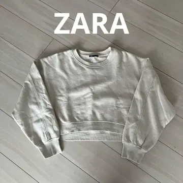 ZARA 자라 아이보리 크롭 맨투맨 트레이닝복 속기모 M