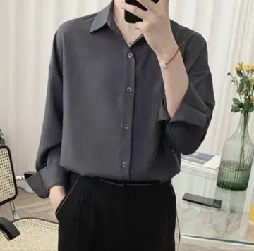 NOWLE 긴팔 쉬폰풍 드레이프감 셔츠 남성용