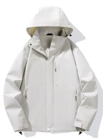 화이트 후드 부착 마운틴 파카