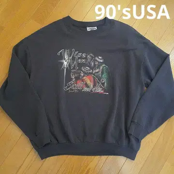 [ 90'USA ] Lee 빅 프린트 스웨트 짧은 기장 네이비