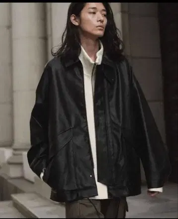 WYM LIDNM 블랙 가죽 오버 사이즈 자켓