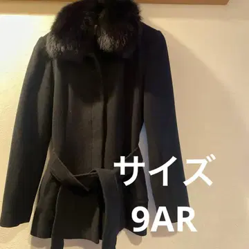 [새상품급] INCEDE 블랙 울 코트 탈부착 가능 퍼 포함 벨트 포함