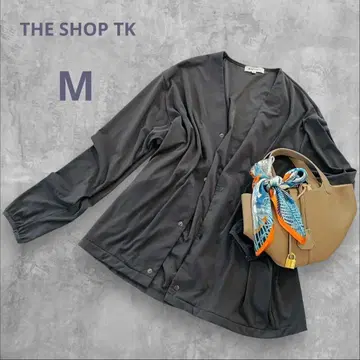 더 샵 티케이 가디건 차콜 그레이 M 긴팔 스트레치