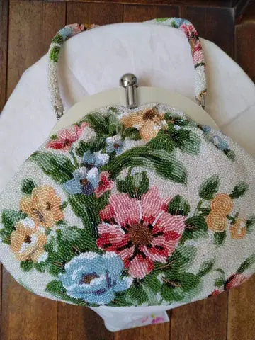 쇼와 레트로 꽃다발 비즈 백