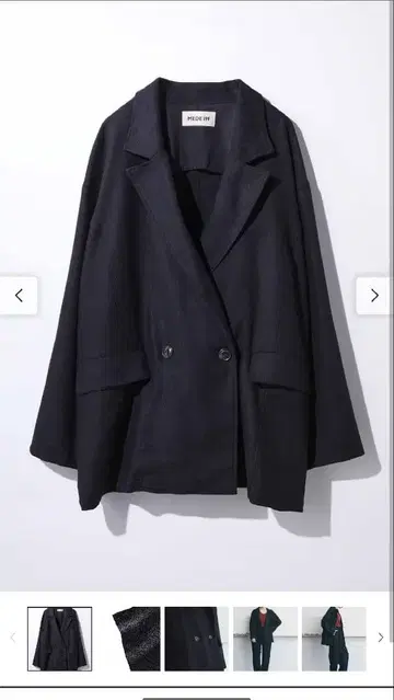 MEDE19F 린넨 혼방 헤링본 소재 더블 자켓 블랙