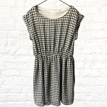 하이픈월드 갤러리 깅엄 체크 튜닉 프렌치 슬리브