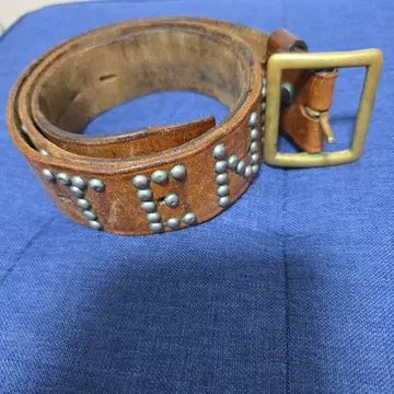 텐더 로인 스터드 장식 브라운 가죽 벨트