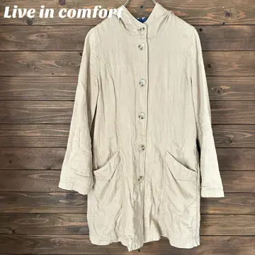 [ 리브인컴포트 ] 후드 부착 베이지 스프링 코트 M