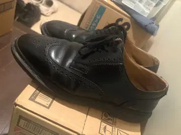 블랙 가죽 윙 팁 드레스 신발