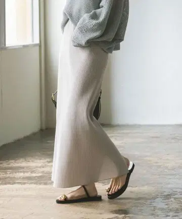 NOBLE 골지 타이트 스커트 라이트 그레이 38