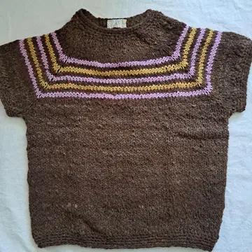 베스트 반팔 손뜨개질 손뜨개질 키타사토 대학 핸드메이드 털실 양모 보더