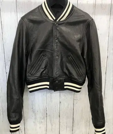 A leather 블랙 레더 봄버 자켓