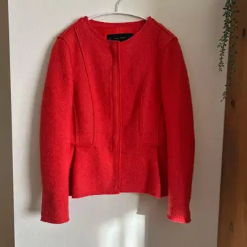 ZARA BASIC 트위드 자켓 노카라 자켓 오렌지