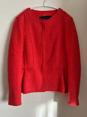 ZARA BASIC 트위드 자켓 노카라 자켓 오렌지