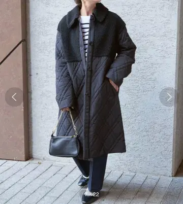 베이세스톡 보아 절개 퀼팅 코트 블랙 아우터