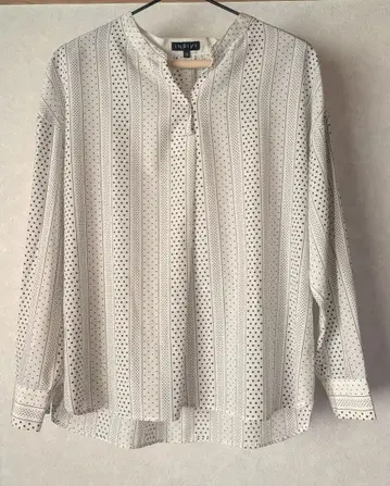 INDIVI 스트라이프 도트 무늬 긴팔 셔츠