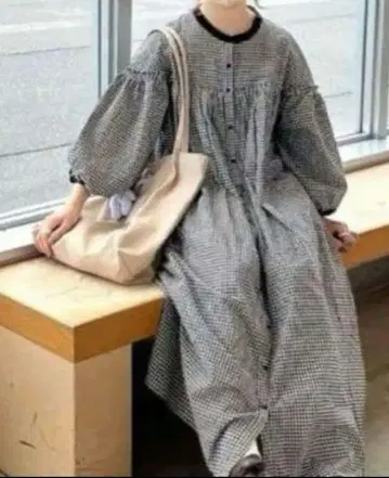 체크 무늬 롱 원피스 사만사 모스모스 sm2