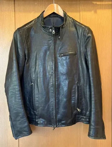 BOYCOTT 블랙 가죽 자켓 싱글 라이더