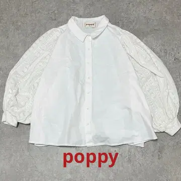 poppy 아사기니 코튼 레이스 벌룬 슬리브 블라우스