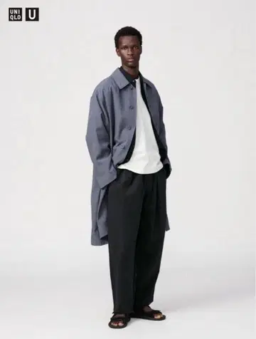 유니클로 U 라이트웨이트 맨투맨 와이드 팬츠 M 블랙