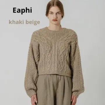 Eaphi VINTAGE LIKE CABLE KNIT 카키 베이지