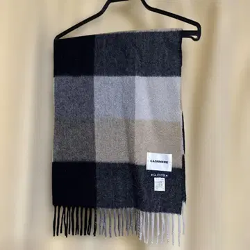 캐시미어 체크 무늬 머플러 네이비