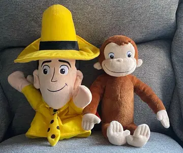 새상품급 산아로 오자루의 조지 옐로우 컬러 모자 아저씨 핸드 퍼펫