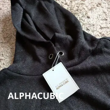 ALPHA CUBIC 라메 믹스 블랙 후드 부착 후드티