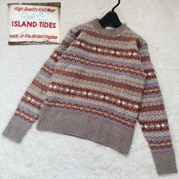 아일랜드타이드 니트 스웨터 풀오버 베이지 모 100% 영국