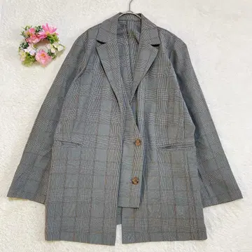 새상품급 [미에트] 비대칭 도킹 자켓 글렌체크 패턴