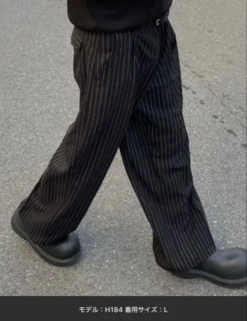 [ Chikashitsu + ] 스트라이프 보더 턱 슬랙스 M 사이즈