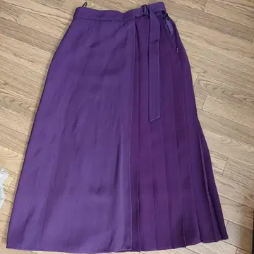 보라색 플리츠 스커트 허리 리본 포함 사이즈 36