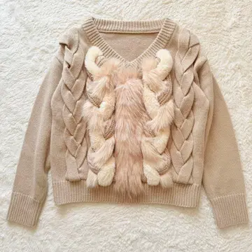 컨디션 최상 스콧 클럽 야마다야 퍼 케이블 짜임 니트 V넥