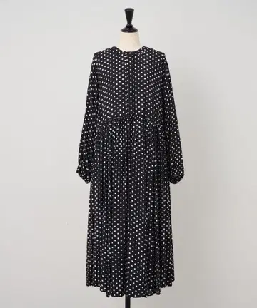 BEARDSLEY 비어즐리 도트 개더 볼륨 소매 원피스