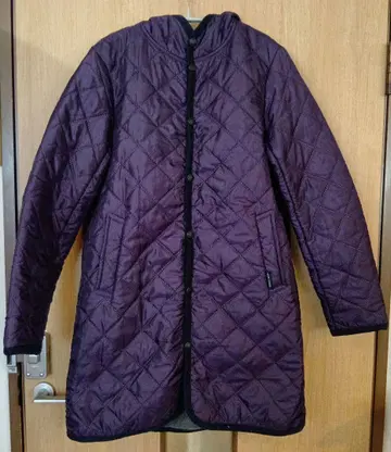 SMOCKSHOP 퍼플 퀼팅 자켓 후드 부착