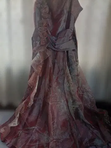 적자색 오간자 드레스 M 사이즈