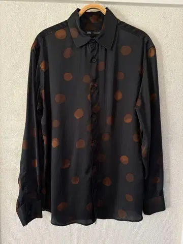 ZARA 자라 블랙 베이스 도트 긴팔 셔츠