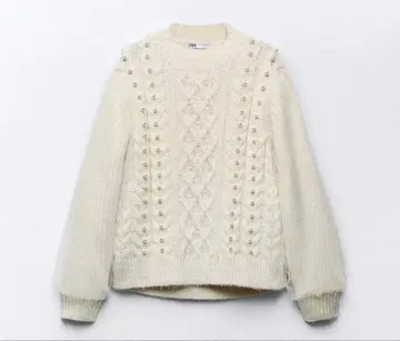 ZARA 펄 장식 케이블 니트