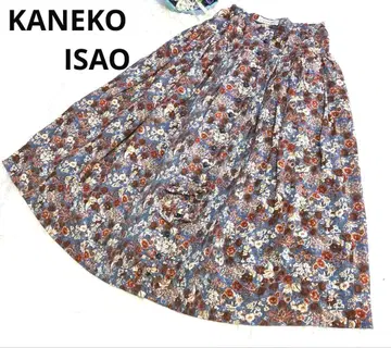 KANEKO ISAO 모카 브라운 계열 꽃 핀턱 스커트