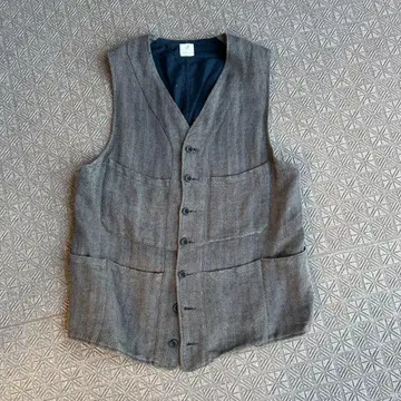 [아나토미카] 사간 베스트 헤링본 울 린넨 그레이 베스트