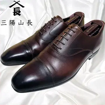 [산요야마초] 새상품급 스트레이트 팁 외날개 레이스업 쿠션 밑창 브라운