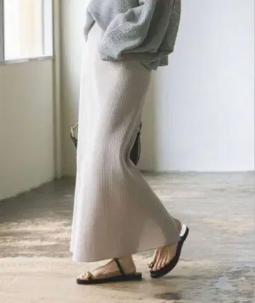 NOBLE 골지 타이트 스커트 36 그레이B