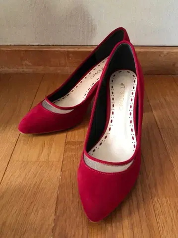 오페크 스틸레토 펌프스 S 벨로아 빨간색 레드 OPAQUE.CLIP