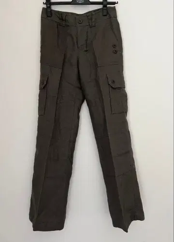 23구 새상품 카고 팬츠 카키 린넨 100% 사이드 포켓 포함