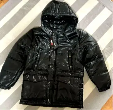 퍼스트다운 미사용 새상품 블랙 후드 부착 다운 자켓