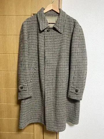 해리스 트위드 건클럽 체크 스텐카라 코트 M 사이즈 하운드투스