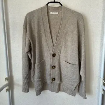 MACPHEE V넥 가디건 베이지 울&캐시미어